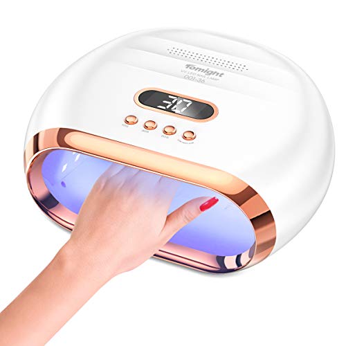 tomight Lámpara Secador de Uñas LED/UV Gel Esmalte de Uñas Curado Luz Máquina de 72W, Modos con Sensor Automático y Pantalla LCD Para Manicura y Pedicure