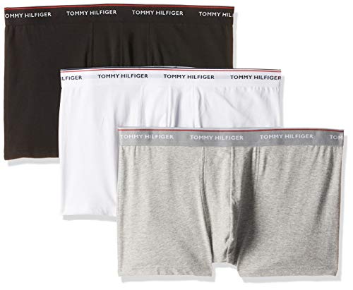 Tommy Hilfiger 3p Trunk Bóxer, Negro (Black/Grey Heather/White 004), Small (Pack de 3) para Hombre