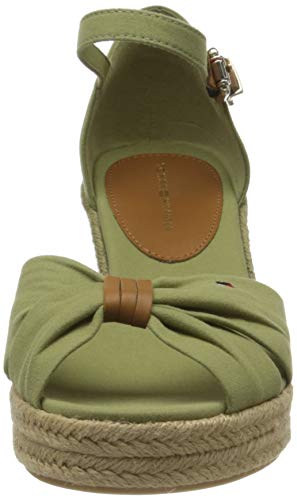 Tommy Hilfiger Basic Opened Toe Mid Wedge, Sandalias con Punta Abierta para Mujer, Verde (Faded Olive L9f), 41 EU