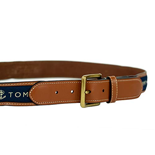 Tommy Hilfiger - Cinturón con cinta incrustada para hombre. Diseño con cinta de tejido trenzado y hebilla de una sola aguja - Azul - 38