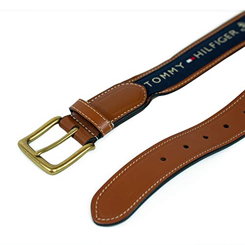 Tommy Hilfiger - Cinturón con cinta incrustada para hombre. Diseño con cinta de tejido trenzado y hebilla de una sola aguja - Azul - 38