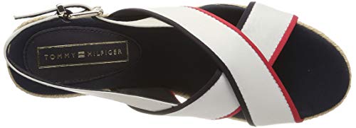 Tommy Hilfiger Flatform Sandal Corporate Ribbon, Sandalias con Plataforma para Mujer, Rojo (RWB 020), 38 EU
