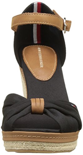 Tommy Hilfiger Iconic Elena Sandal, Alpargatas de Cuña para Mujer, Negro (Black 990), 41 EU