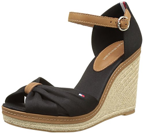 Tommy Hilfiger Iconic Elena Sandal, Alpargatas de Cuña para Mujer, Negro (Black 990), 41 EU