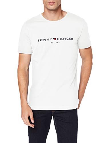 Tommy Hilfiger Logo T-Shirt Camiseta Informal, Blanco (Snow White 118), XX-Large para Hombre