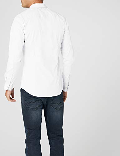 Tommy Hilfiger Original Stretch Shirt Camisa, Blanco (Classic White), M para Hombre