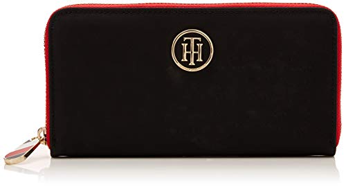 Tommy Hilfiger Poppy Lrg Za Wallet, Cartera para Mujer, Negro (Black)
