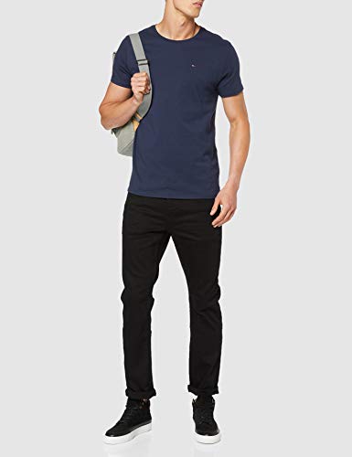Tommy Hilfiger Regular C Camiseta con Cuello Redondo, Azul (Black Iris), M para Hombre