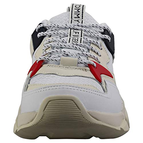 Tommy Hilfiger Wmn Chunky Mixed Textile Trainer, Zapatillas para Mujer, Blanco (White 100), 39 EU