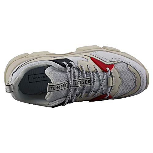 Tommy Hilfiger Wmn Chunky Mixed Textile Trainer, Zapatillas para Mujer, Blanco (White 100), 39 EU