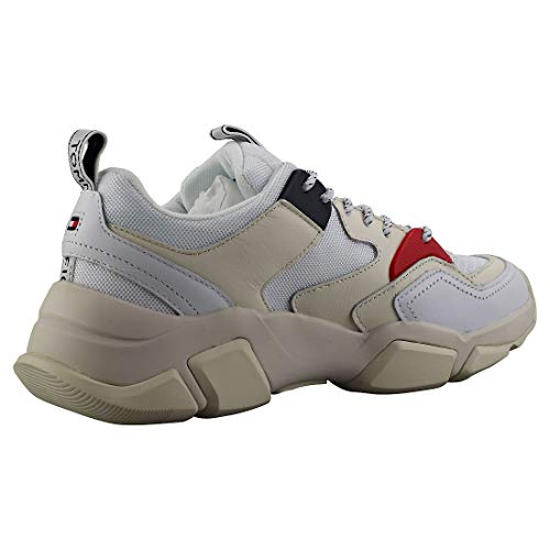 Tommy Hilfiger Wmn Chunky Mixed Textile Trainer, Zapatillas para Mujer, Blanco (White 100), 40 EU
