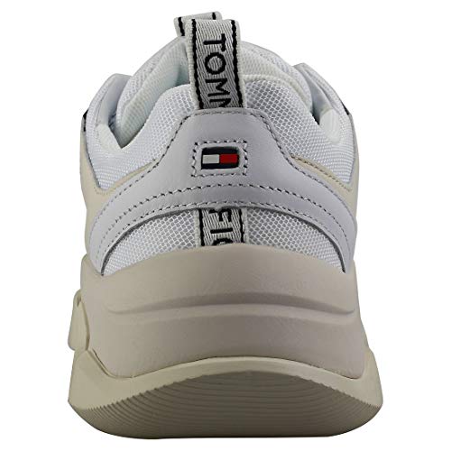 Tommy Hilfiger Wmn Chunky Mixed Textile Trainer, Zapatillas para Mujer, Blanco (White 100), 40 EU