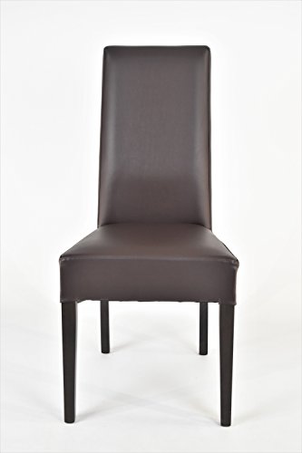 Tommychairs - Set 4 sillas Luisa para Cocina, Comedor, Bar y Restaurante, solida Estructura en Madera de Haya Color wengè y Asiento tapizado en Polipiel Color Moka