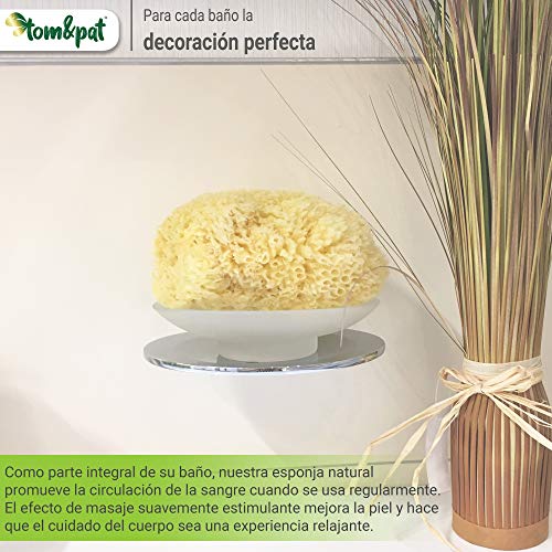 tom&pat® Esponja Natural Grass – Esponja de baño del mar Mediterráneo – Primera Calidad (13-14 cm)