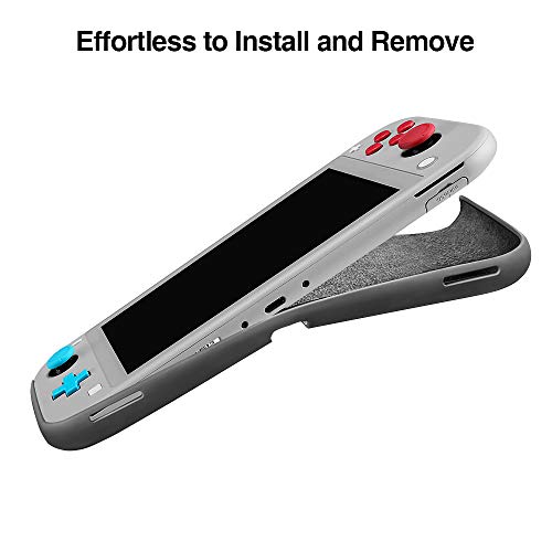 tomtoc Funda Silicona Líquida para Nintendo Switch Lite, Carcasa Silicona con【2 Pantalla Protectores】de Vidrio Templado, Case Anti-Choque/Rasguño, Cubierta para Switch Lite 2019, Gris