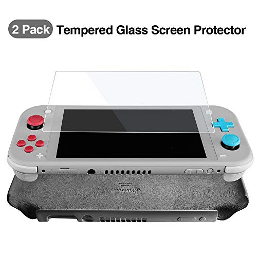 tomtoc Funda Silicona Líquida para Nintendo Switch Lite, Carcasa Silicona con【2 Pantalla Protectores】de Vidrio Templado, Case Anti-Choque/Rasguño, Cubierta para Switch Lite 2019, Gris
