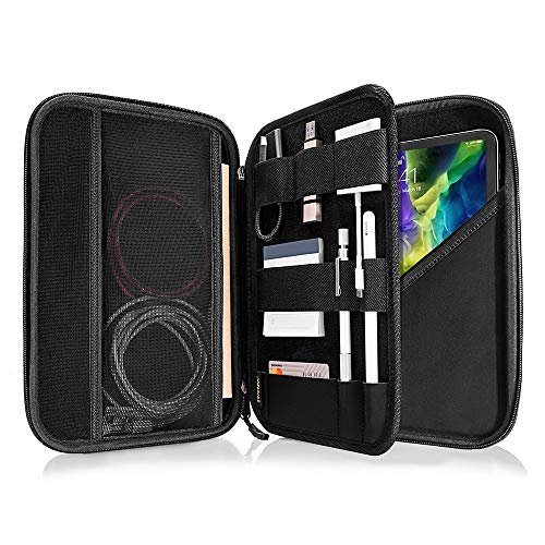 tomtoc Portafolio Organizado para 11" iPad Pro/10,2 New iPad 2019/10,5 iPad Air/10,5 iPad Pro, Padfolio de Negocios con Compartimiento para Tableta y Elásticos para iPad Lápiz, Cable, A5 Nota, Gris