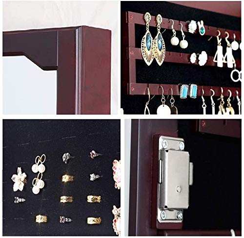TONGSH Espejo con Cierre de joyería Consejo de Ministros, de Montaje en Pared joyería Organizador, for el Almacenamiento Collares Pendientes Cosméticos Guardarropa