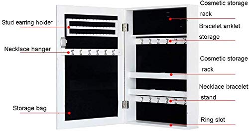 TONGSH Espejo con Cierre de joyería Consejo de Ministros, de Montaje en Pared joyería Organizador, for el Almacenamiento Collares Pendientes Cosméticos Guardarropa