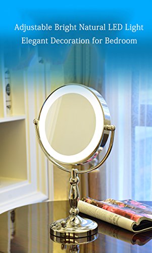 Tongxinying Espejo de Maquillaje Iluminado con Aumento 7X, Espejo de Vanidad con Interruptor Ajustable de Luz LED, Espejos con Luz de Doble Cara Ovalada de 7 Pulgadas Espejo para Baño, Dormitorio