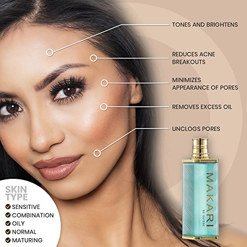 Tónico purificador purificador purificante para la piel Makari 4.75 fl.oz - Tónico para aclarar - Imprimación diaria para las marcas oscuras, cicatrices del acné, poros obstruidos y exceso de aceite