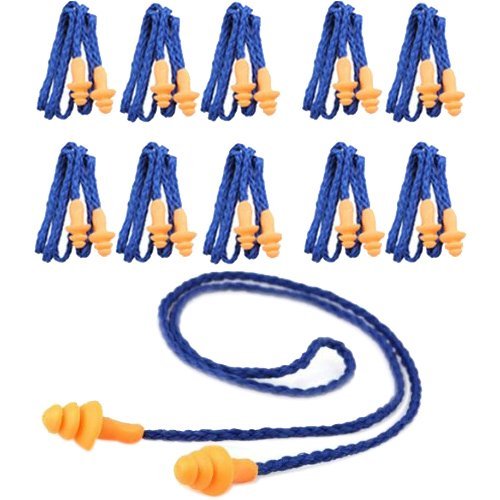 TOOGOO 10 Piezas De Tapones De Oídos Suaves De Silicona De Seguridad - Protectores Auditivos, Manguitos con Cable - Reducción De Ruido Para El Trabajo en Casa Para Dormir Azul Naranja
