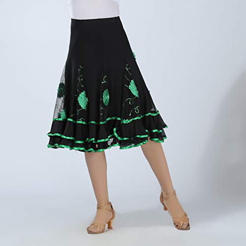 Tookang Falda de Danza para Mujer Traje de Baile Flamenco Sevillanas Tango Clásica Skirts Falda Plisada Falda de la Rodilla