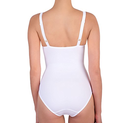 Top Comfort P6739 Body Reductoras Adelgazantes Mujer sin aro Copa C preformada Body Mujer Elegante Reductor y Moldeador Talla Grande (Blanco, 105C)