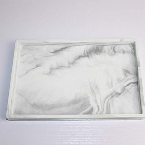 TOPBATHY Bandeja de Joyería de Mármol Rectangular Plato Llavero de Cerámica Organizador de Joyería para Fruta Merienda Joyería Llavero Pulsera Collar Plato Decorativo Tamaño L (Gris)