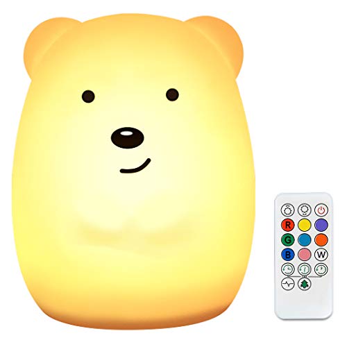 TOPERSUN Luz de Noche Bebé Lámpara Multicolor Remoto Recargable Luz Nocturna Luz de 9 Colores Multicolor Remoto Recargable