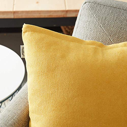 Topfinel juego 2 Hogar Fundas Cojines Algodón Lino Decorativa Almohadas Fundas de Color sólido para Sala de Estar sofás Dormitorio Jardín Coche Amarillo 30x50cm