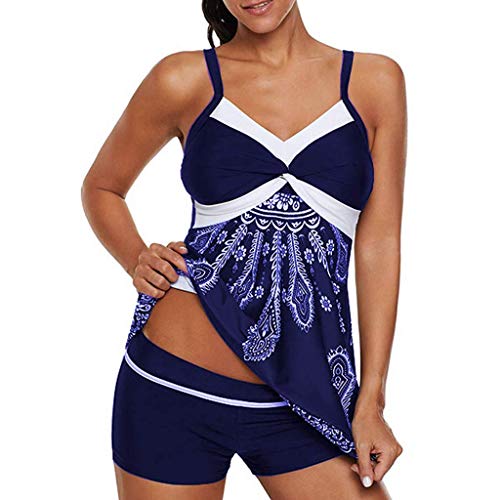 TOPKEAL Tankini de Tallas Grandes Vintage Imprimir Acolchado Nadar para Mujer Traje de baño Cintura Alta Verano Fresco