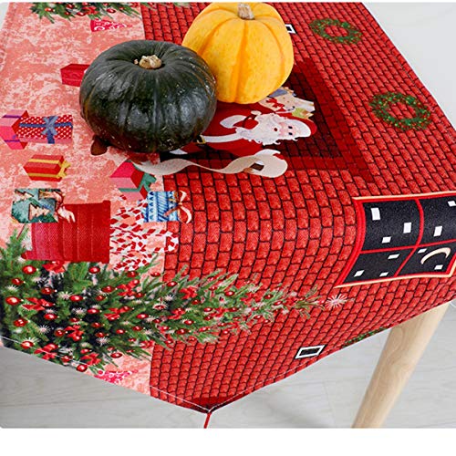 Topmail Camino de Mesa de Navidad con Borla Christmas Camino Mantel Navideño para Mesa Comedor Cocina en Poliéster Decoración para Navidad Árbol de Navidad Rojo Verde 180x40cm