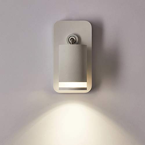 Topmo-plus cabecera lampara de pared GU10 Lampe cama Luminaire de dormitorio Lámpara de pared interior applique de pared Interruptor /GU10 bombilla incluido/ 360 grados horizontal giratoria Blanco