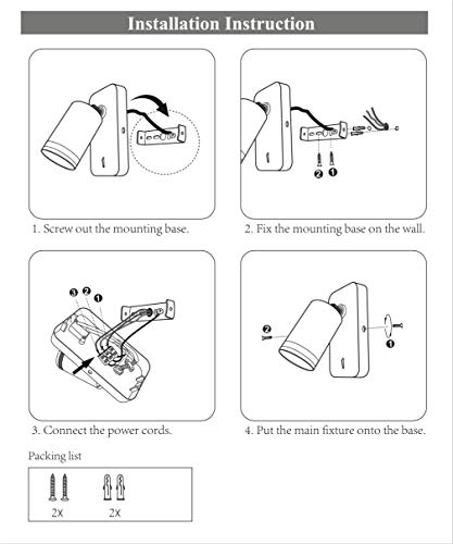 Topmo-plus cabecera lampara de pared GU10 Lampe cama Luminaire de dormitorio Lámpara de pared interior applique de pared Interruptor /GU10 bombilla incluido/ 360 grados horizontal giratoria Blanco
