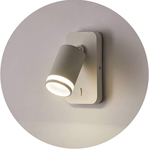 Topmo-plus cabecera lampara de pared GU10 Lampe cama Luminaire de dormitorio Lámpara de pared interior applique de pared Interruptor /GU10 bombilla incluido/ 360 grados horizontal giratoria Blanco