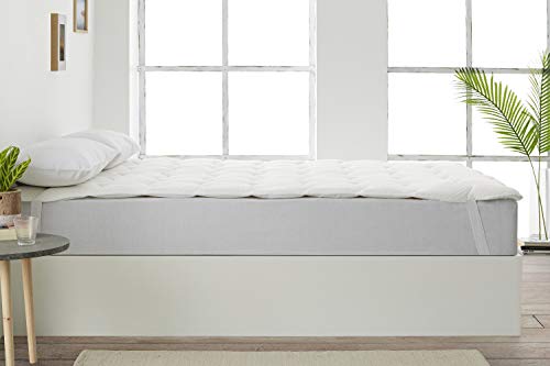 Topper Viscoelástico para Colchón. Sobrecolchón para Cama Transpirable Hipoalergénico Antiácaros Visco Memory Foam Aloe Vera. Blanco 105 x 190 x 3 cm