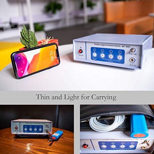 TOPQSC Portatil Generador de Concentrador de Oxigeno 1-3L/min Maquina de Oxigeno Flujo de Pulso Ajustable Máquina de Purificación Aire de Alta Pureza con Batería de Litiopara Uso Doméstico y De Viaje