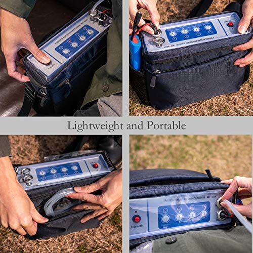 TOPQSC Portatil Generador de Concentrador de Oxigeno 1-3L/min Maquina de Oxigeno Flujo de Pulso Ajustable Máquina de Purificación Aire de Alta Pureza con Batería de Litiopara Uso Doméstico y De Viaje