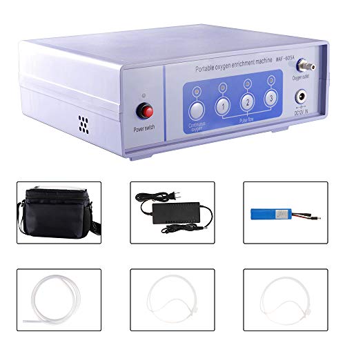 TOPQSC Portatil Generador de Concentrador de Oxigeno 1-3L/min Maquina de Oxigeno Flujo de Pulso Ajustable Máquina de Purificación Aire de Alta Pureza con Batería de Litiopara Uso Doméstico y De Viaje