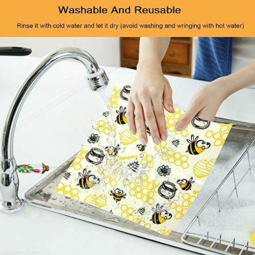 TOPSEAS Envoltorio Cera De Abeja, 8Pcs Envoltorio Cera De Abejas Ecológicas,Papel de Cera de Abeja Mantiene Alimentos Fresco para Sándwich,Queso,Frutas etc.Reutilizable Envolver,Lavables