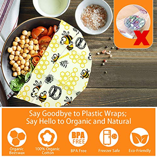 TOPSEAS Envoltorio Cera De Abeja, 8Pcs Envoltorio Cera De Abejas Ecológicas,Papel de Cera de Abeja Mantiene Alimentos Fresco para Sándwich,Queso,Frutas etc.Reutilizable Envolver,Lavables