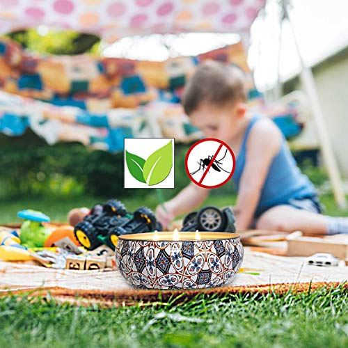 TOPSEAS Velas de Citronela Antimosquitos,425g Velas Aromaticas Perfumadas de Cera de Soja, Velas Repelentes de Insecto Mosquitos para Exteriores,Camping,Jardín 3 Mechas