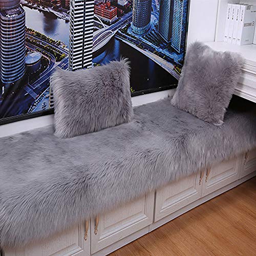 Topspitgo Oveja de Piel sintética Felpudo Alfombra Antideslizante Lujosa Suave Lana Artificial Alfombra para salón Dormitorio baño sofá Silla cojín (Gris, 70x135cm)