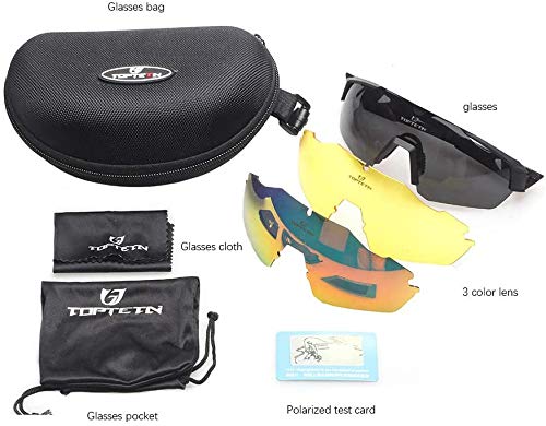 TOPTETN Gafas Ciclismo Polarizadas Gafas de Sol Deportivas con 3 Lentes Intercambiables UV400 Gafas para Hombres Mujeres Deportes Pesca Esquí Conducción Golf Correr Ciclismo Gafas de Sol (Rosado)