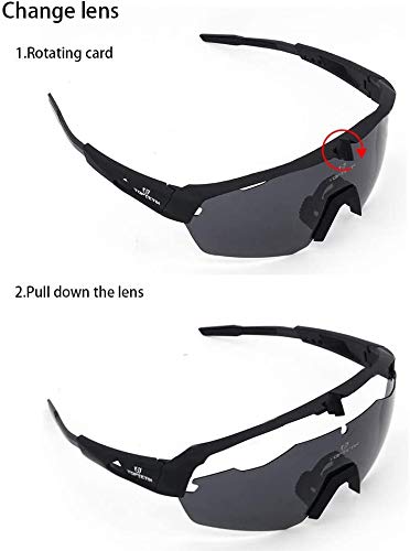 TOPTETN Gafas Ciclismo Polarizadas Gafas de Sol Deportivas con 3 Lentes Intercambiables UV400 Gafas para Hombres Mujeres Deportes Pesca Esquí Conducción Golf Correr Ciclismo Gafas de Sol (Rosado)