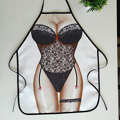 Topways® Delantal Divertido de Cocina de Pareja,  Funny Cooking Sexy Apron, Delantal de Fiesta de Barbacoa, Delantal Adulto MuscleNerd para Hombres (Hombre músculo + Mujer Sexy)