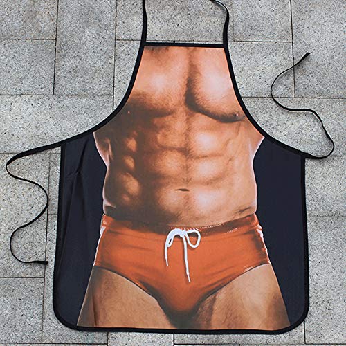 Topways® Delantal Divertido de Cocina de Pareja,  Funny Cooking Sexy Apron, Delantal de Fiesta de Barbacoa, Delantal Adulto MuscleNerd para Hombres (Hombre músculo + Mujer Sexy)