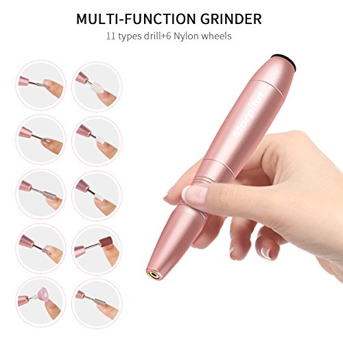 Torno de Uñas Profesional de 20000 RPM, morpilot Kit Taladro del Clavo 11 en 1 Máquina Electrónica de Manicura y Pedicura para Hogar y Salón, Un Regalo Perfecto para Mujer