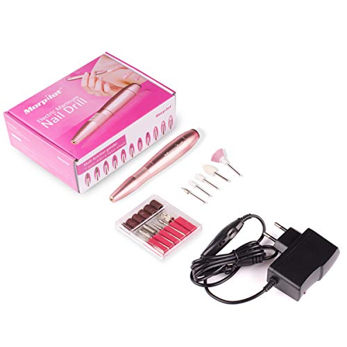 Torno de Uñas Profesional de 20000 RPM, morpilot Kit Taladro del Clavo 11 en 1 Máquina Electrónica de Manicura y Pedicura para Hogar y Salón, Un Regalo Perfecto para Mujer